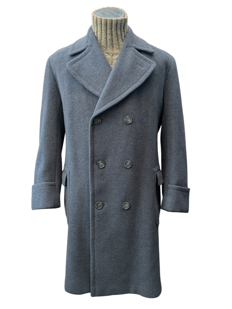 Vintage Crombie Belted DB Great Coat XL 44R/46R Grey Heavy Wool