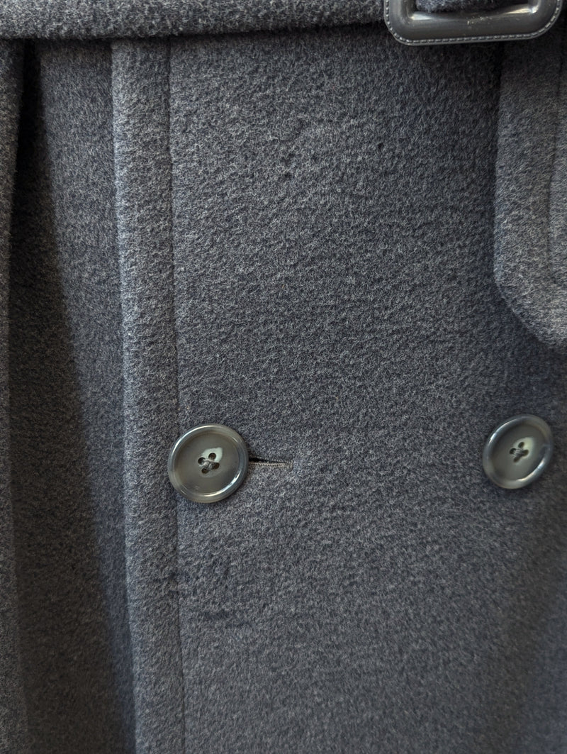 Vintage Crombie Belted DB Great Coat XL 44R/46R Grey Heavy Wool