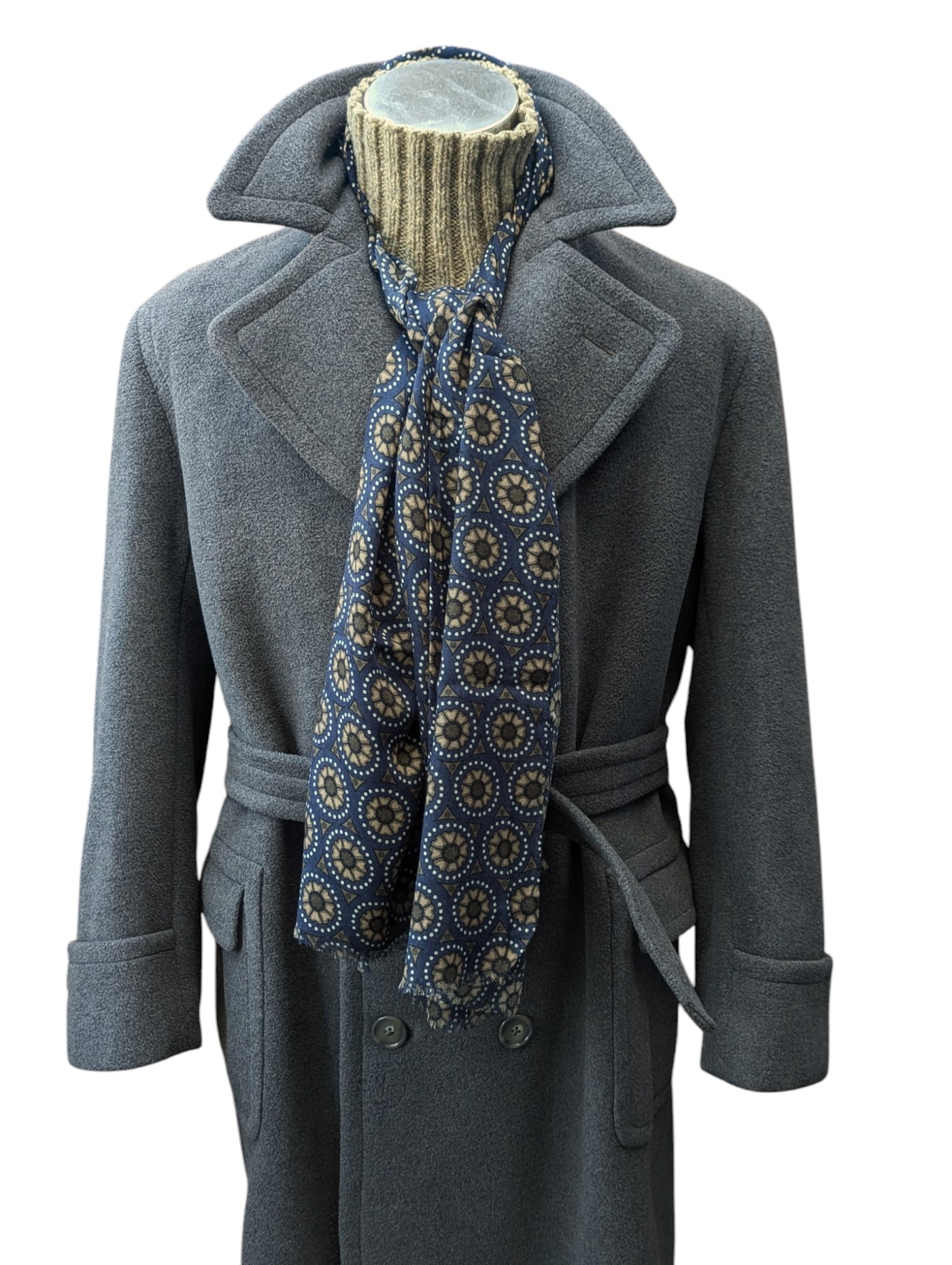 【60s】Euro Vintage Cotton Belted Coat 46 70s Twill Belted Trench Coat | Authentic & Vintage | ReSee