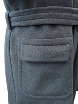 Vintage Crombie Belted DB Great Coat XL 44R/46R Grey Heavy Wool