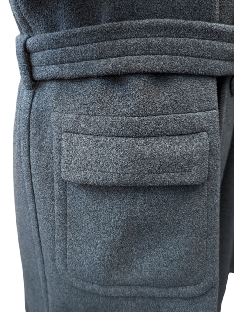 Vintage Crombie Belted DB Great Coat XL 44R/46R Grey Heavy Wool
