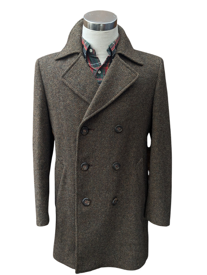 Vintage Dunn & Co. Pea Coat M/40 Soft Brown/Grey Wool Tweed