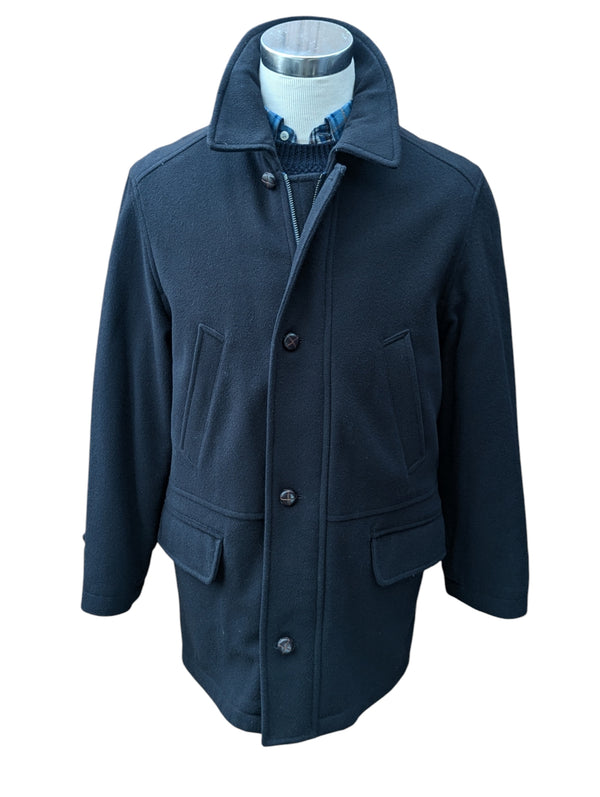 Marks & Spencer British Car Coat M Navy Blue Wool/Lambswool