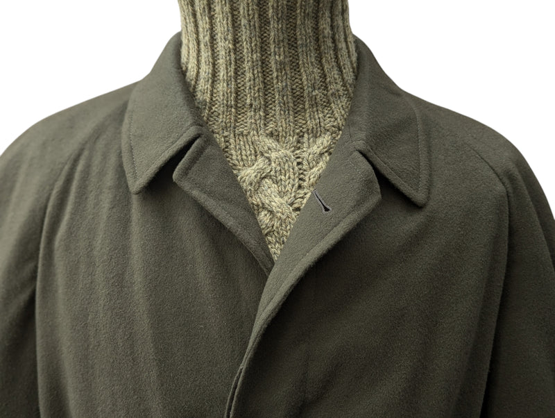 Corneliani Belted Raglan Balmacaan Coat XXL 46/48 Sage Green Wool/Cashmere