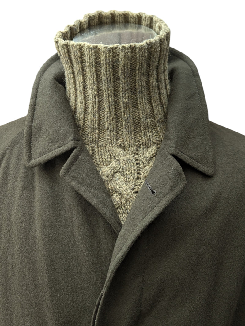Corneliani Belted Raglan Balmacaan Coat XXL 46/48 Sage Green Wool/Cashmere