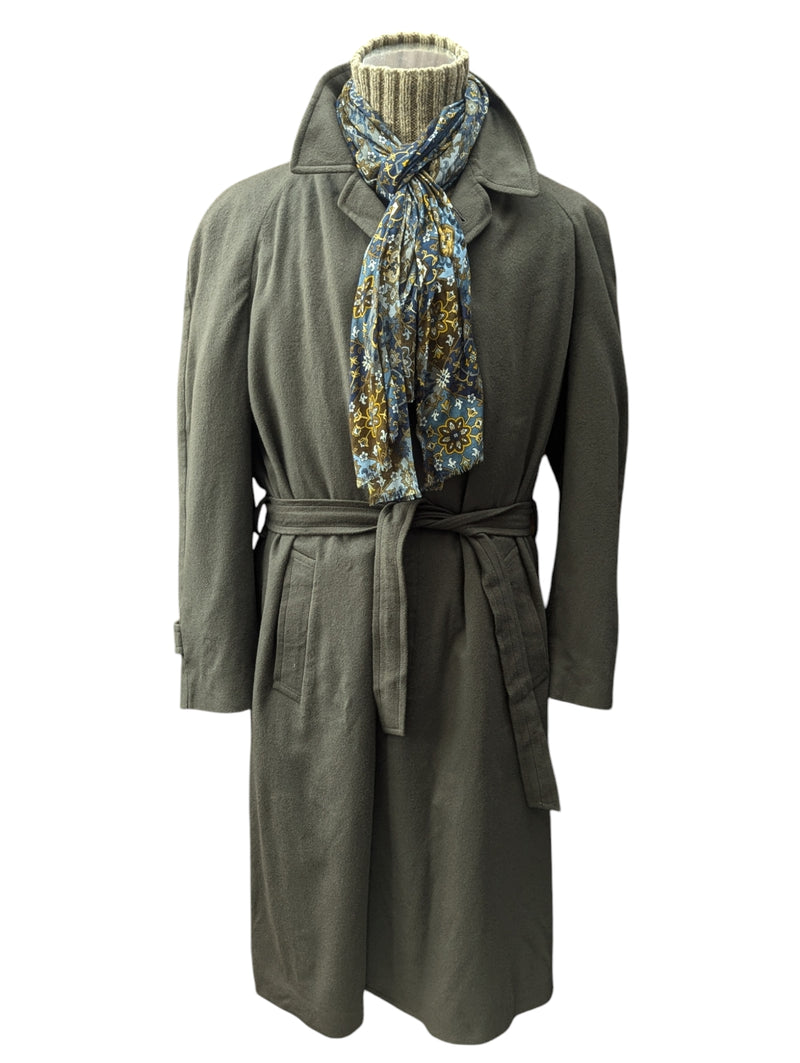 Corneliani Belted Raglan Balmacaan Coat XXL 46/48 Sage Green Wool/Cashmere