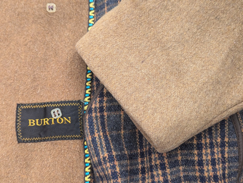 Vintage Burton DB Coat L/XL Camel Tan Heavy Wool