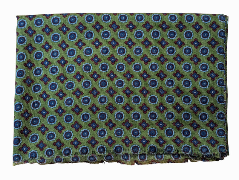 Battisti Scarf Green Geometric Lightweight Wool