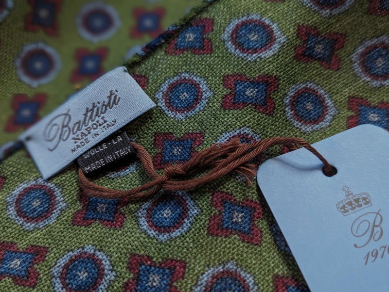 Battisti Scarf Green Geometric Lightweight Wool