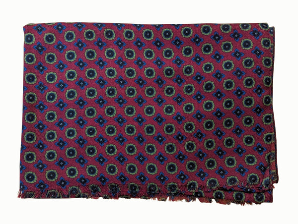 Battisti Scarf Burgundy Red Geometric Lightweight Wool