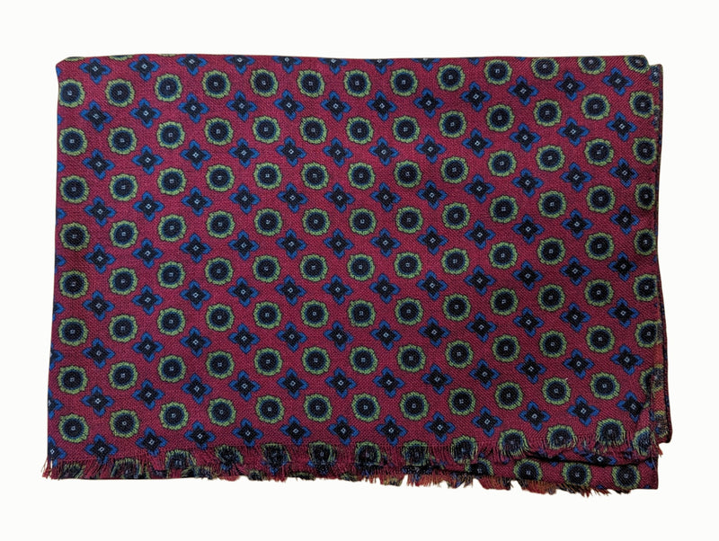Battisti Scarf Burgundy Red Geometric Lightweight Wool