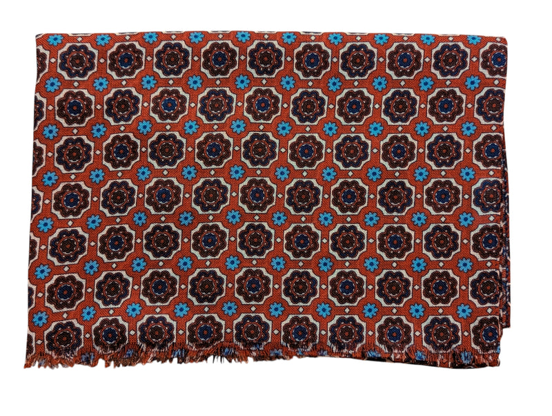 Battisti Scarf Burnt Orange Medallions Lightweight Wool