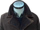 Vintage Baily's Leather Lamb Shearling Coat XL/44 Dark Brown 3-Button