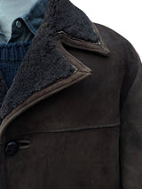 Vintage Baily's Leather Lamb Shearling Coat XL/44 Dark Brown 3-Button