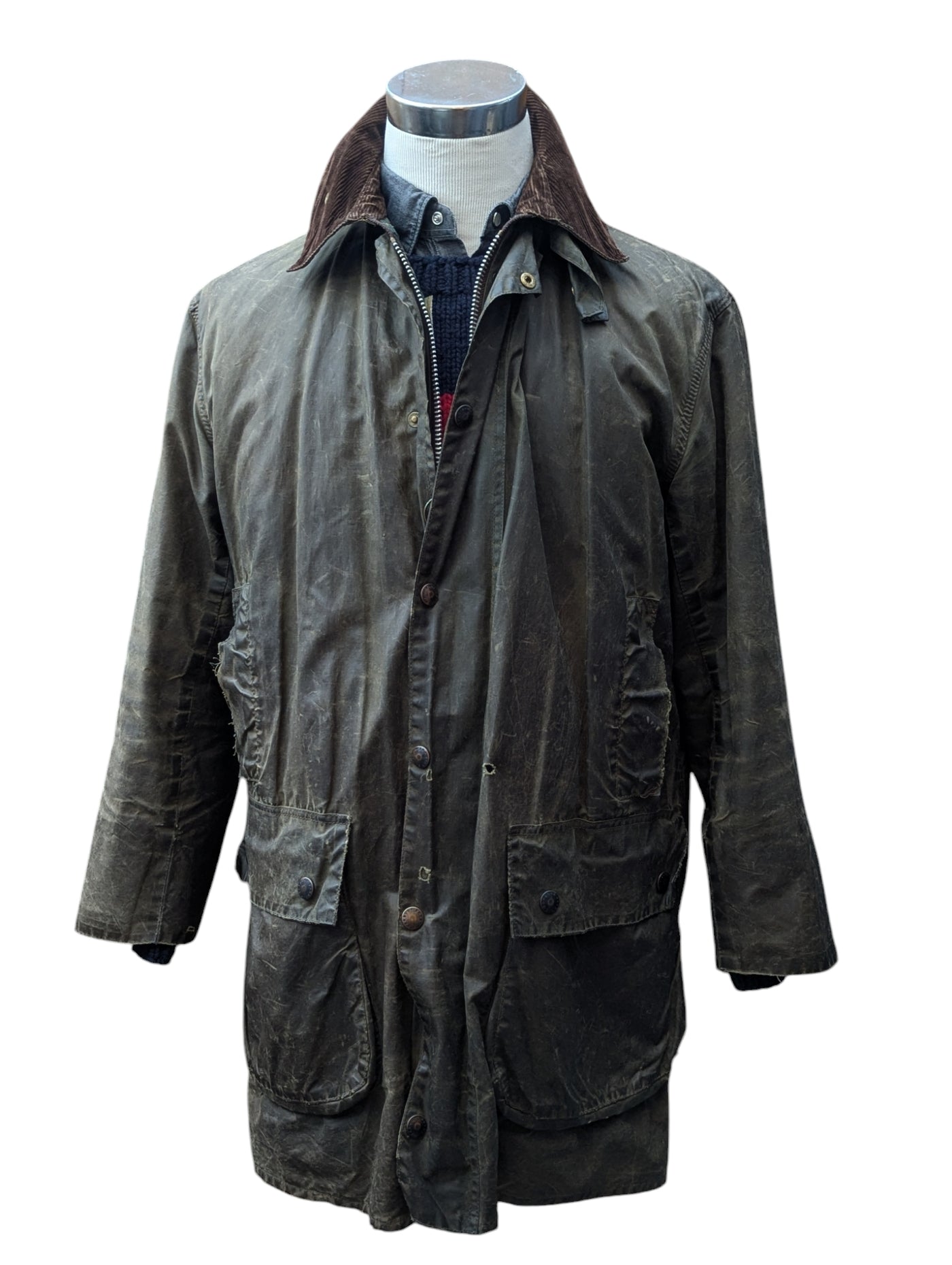 Barbour Coat M/L 40 Olive Green Border Waxed Cotton