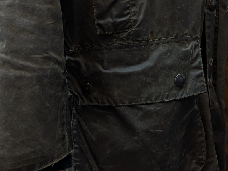 Barbour Coat M/L 40 Olive Green Border Waxed Cotton