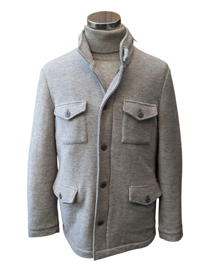 Gran Sasso Field Jacket L 52 Light Grey Padded Wool