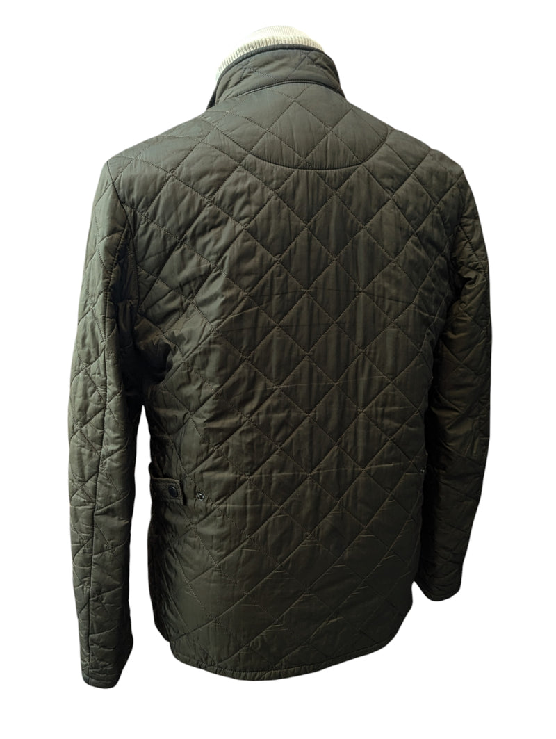 Barbour Jacket S/M Dark Khaki Green Chelsea Padded Quilt Polyester