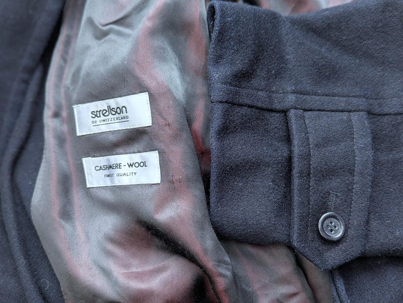 Strellson Switzerland Navy Blue Raglan Coat XL/XXL 44/46 Wool/Cashmere