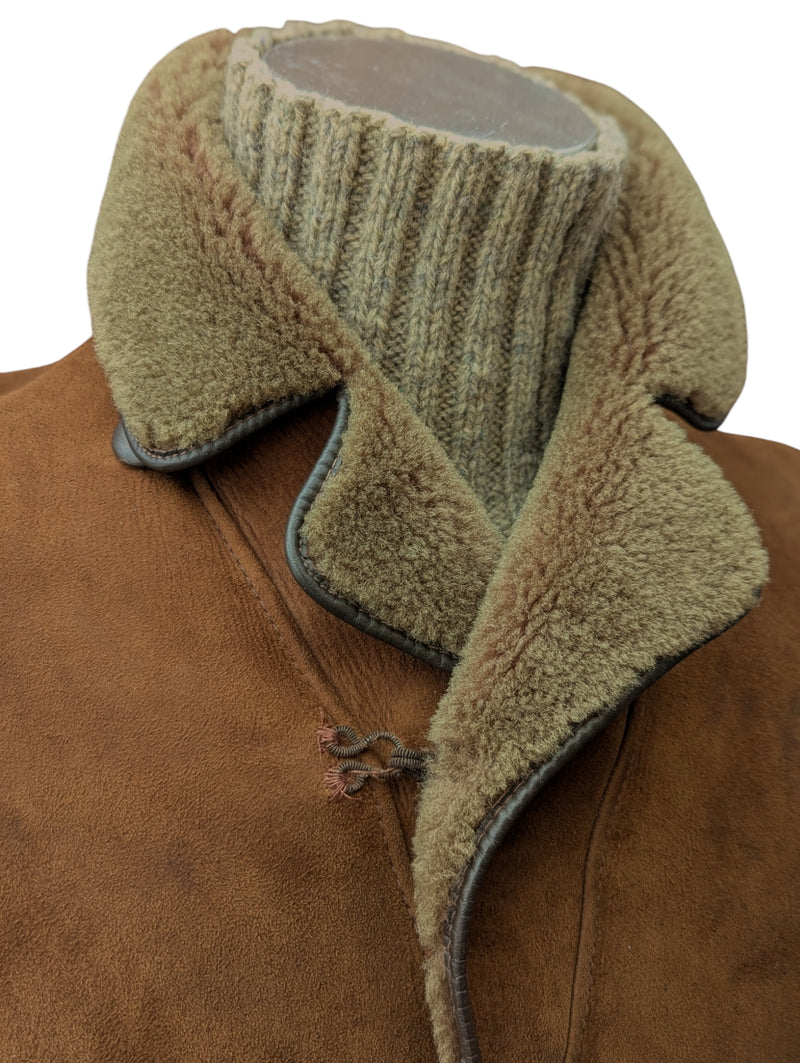 Vintage Morlands Leather Lambsuede Shearling Coat M/40 Mid Brown