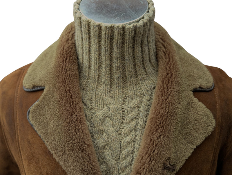 Vintage Morlands Leather Lambsuede Shearling Coat M/40 Mid Brown