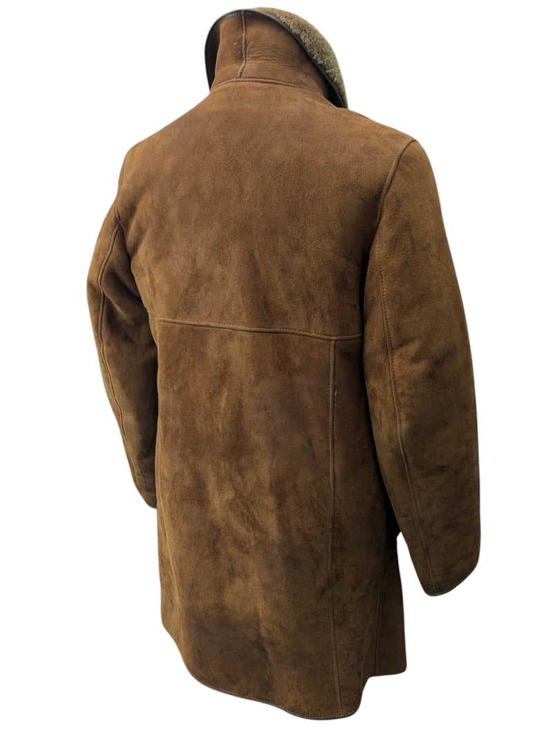 Vintage Morlands Leather Lambsuede Shearling Coat M/40 Mid Brown