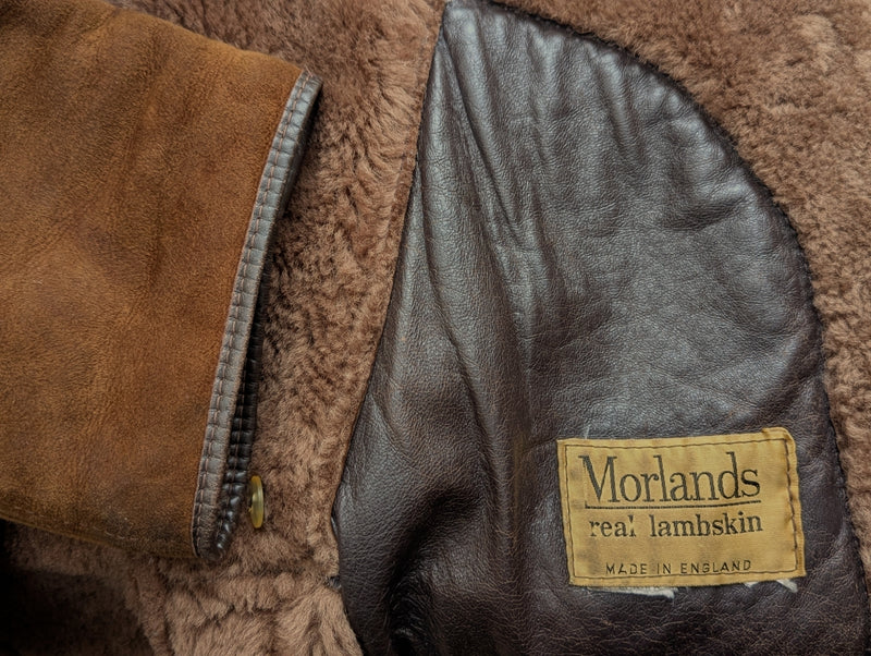 Vintage Morlands Leather Lambsuede Shearling Coat M/40 Mid Brown