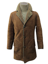 Vintage Morlands Leather Lambsuede Shearling Coat M/40 Mid Brown