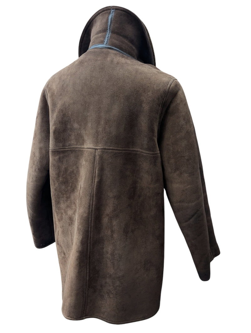 Vintage Richard Draper Leather British Shearling Coat L/XL Brown