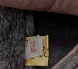Vintage British Leather Lambsuede Shearling DB Coat L/42 Dark Brown