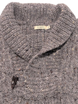 Magee Sweater M/L Earthy Grey Donegal Shawl Collar Wool