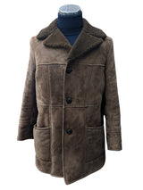 Vintage Barretts British Leather Shearling Coat M Brown
