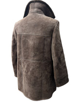 Vintage Barretts British Leather Shearling Coat M Brown