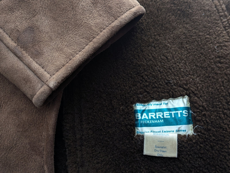 Vintage Barretts British Leather Shearling Coat M Brown