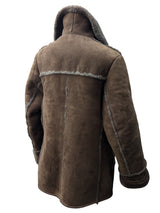 Vintage Morlands Leather British Shearling Coat M/40 Mid Brown