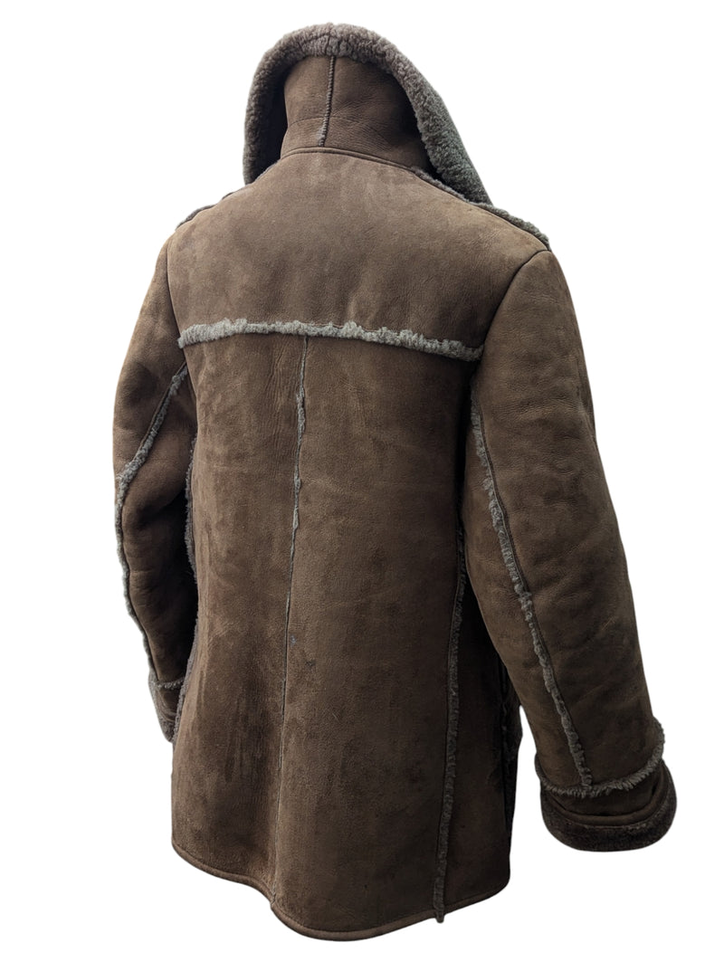 Vintage Morlands Leather British Shearling Coat M/40 Mid Brown