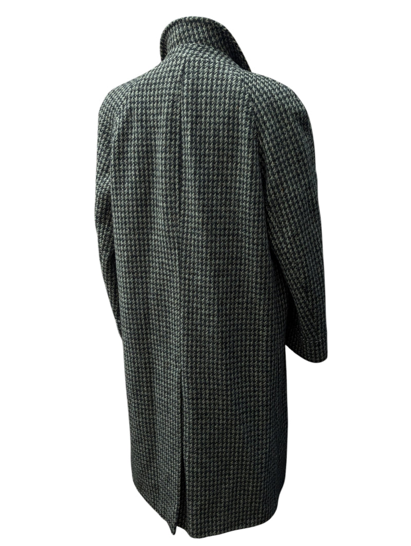 Vintage Maculette England Balmacaan Raglan Coat 40/42R Grey Check Wool Tweed