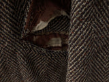 Vintage Burton England Coat S/38R Brown Herringbone Donegal Wool Tweed