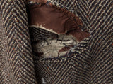 Vintage Burton England Coat S/38R Brown Herringbone Donegal Wool Tweed