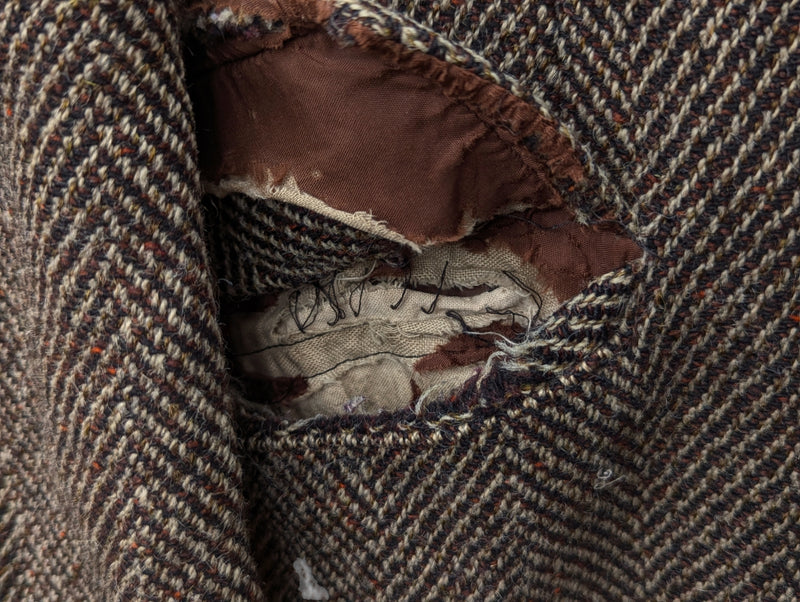 Vintage Burton England Coat S/38R Brown Herringbone Donegal Wool Tweed