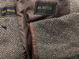 Vintage Burton England Coat S/38R Brown Herringbone Donegal Wool Tweed