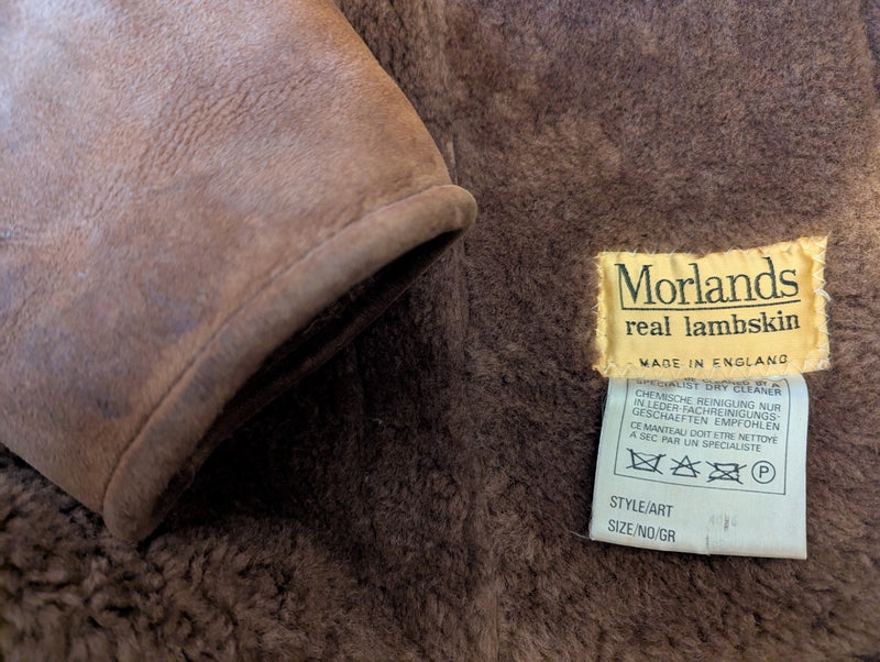 Vintage Morlands Leather British Shearling Coat M/40 Mid Brown