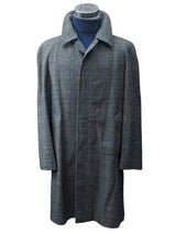 Vintage St. Michael British Raglan Balmacaan Coat L/42R Grey with Blue Plaid