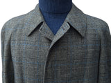 Vintage St. Michael British Raglan Balmacaan Coat L/42R Grey with Blue Plaid