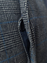 Vintage St. Michael British Raglan Balmacaan Coat L/42R Grey with Blue Plaid