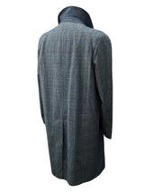 Vintage St. Michael British Raglan Balmacaan Coat L/42R Grey with Blue Plaid