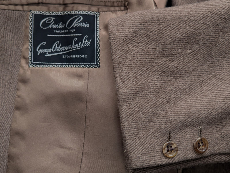 Vintage Chester Barrie Coat 42R Camel Herringbone Wool