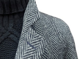 Vintage St. Michael British Raglan Balmacaan Coat L/42R Grey Herringbone Tweed
