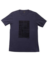 Zegna Tee Shirt M Navy Blue Textured Fabric Graphic Cotton