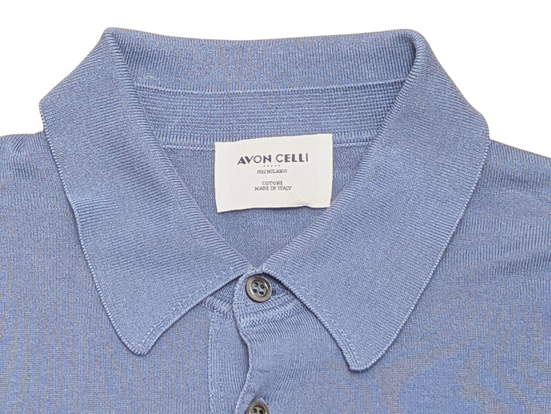 Avon Celli Polo Collar Sweater S/48 Pale Blue Cotton
